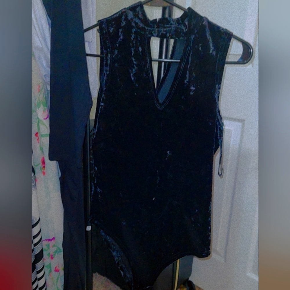 Say What Women's Black Sleeveless Bodysuit Tank Top Size medium